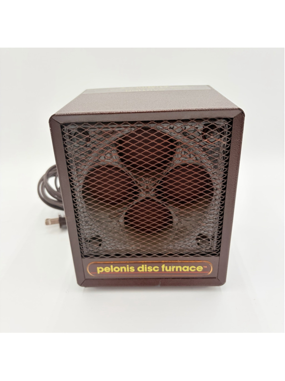 Vintage Pelonis Disc Furnace 1500W Electric Space Heater Fan Tested Works Brown